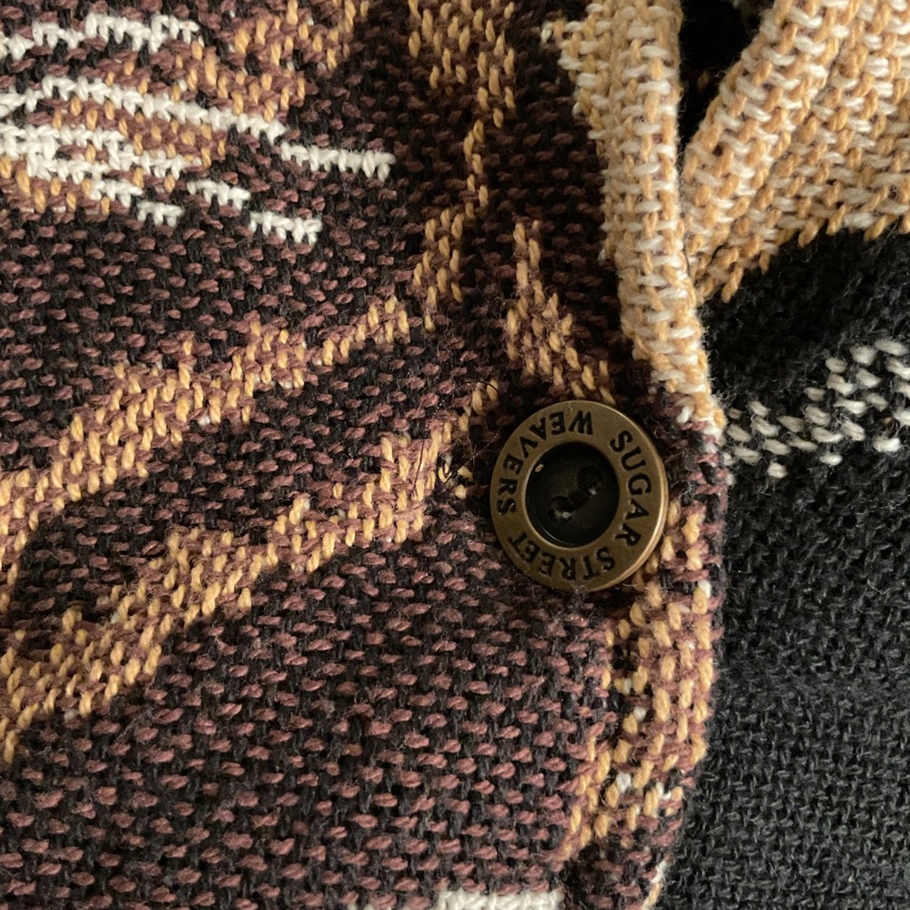 SUGAR STREET WEAVERS Cat Tapestry Knit Cardigan Sweater Jacket  L - Picture 13 of 14